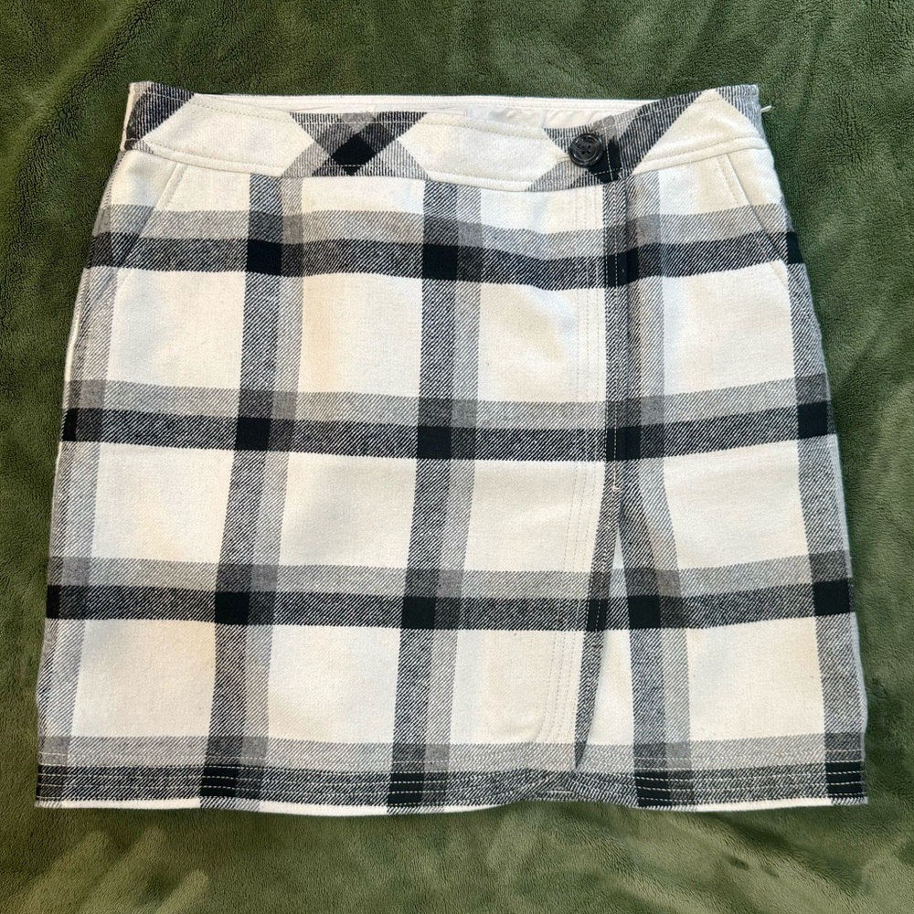 LOFT Plaid Wool Mini Skirt